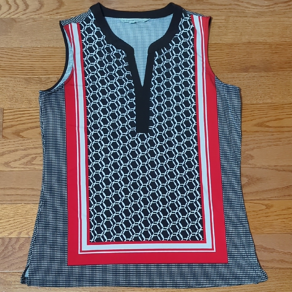 Cleo Black and Red Geometric Sleeveless Top